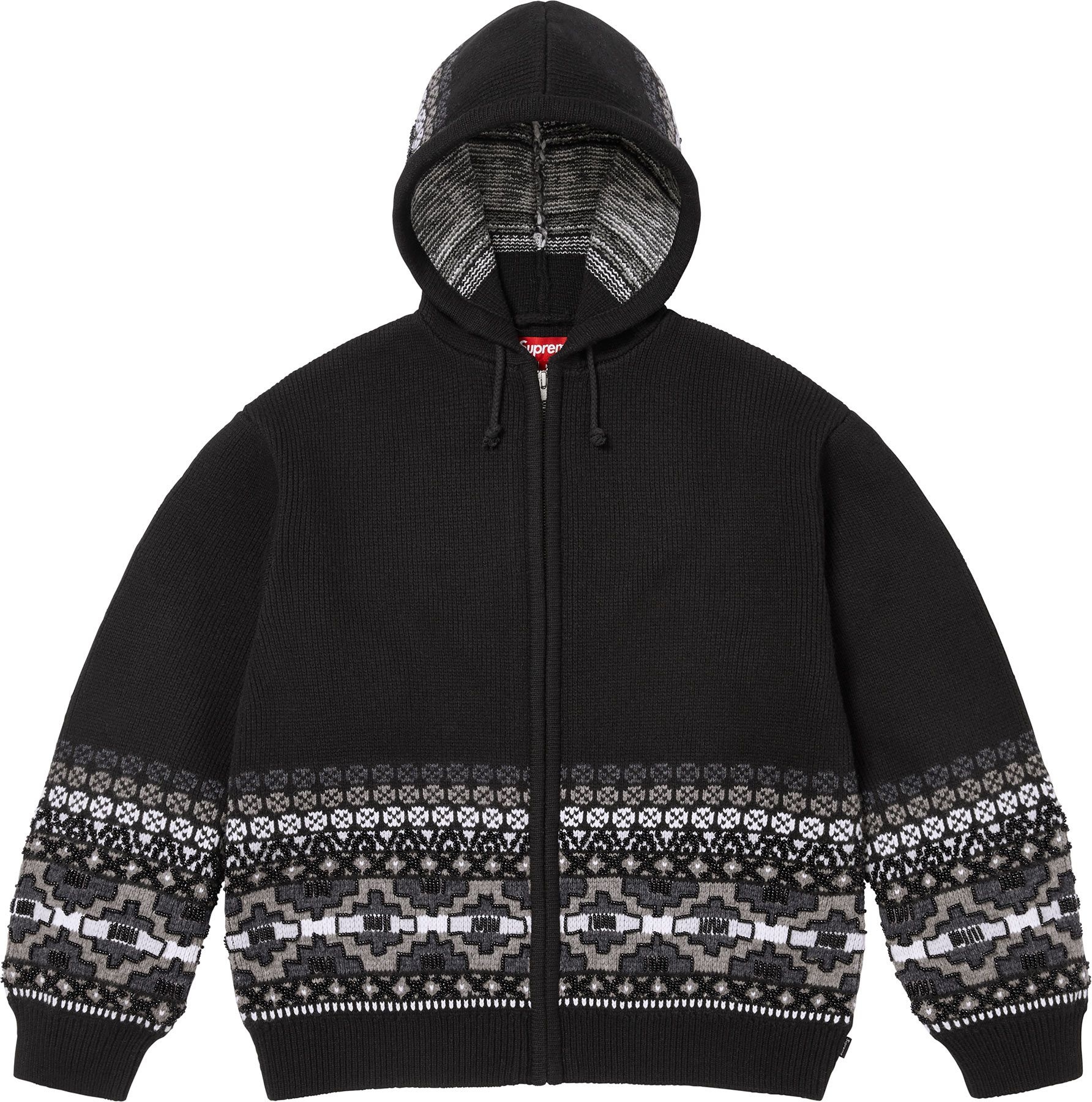 Beaded Zip Up Hooded Sweater view 6